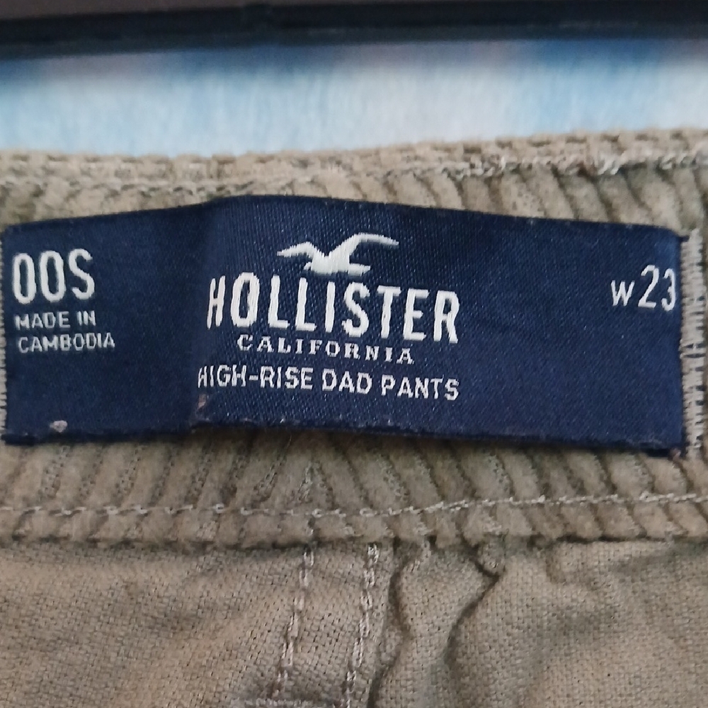 Hollister Womens High Rise Dad Pants Corduroy Sage Green SZ 00S W23 - Picture 2 of 3